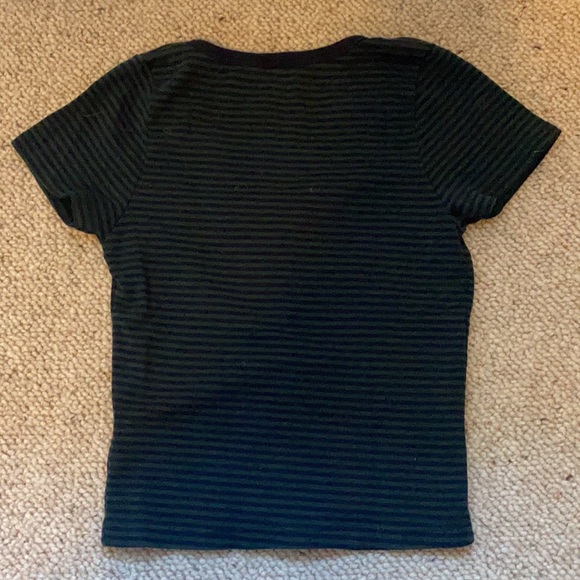 Brandy Melville Navy & Green Stripped Shirt - Picture 2 of 2